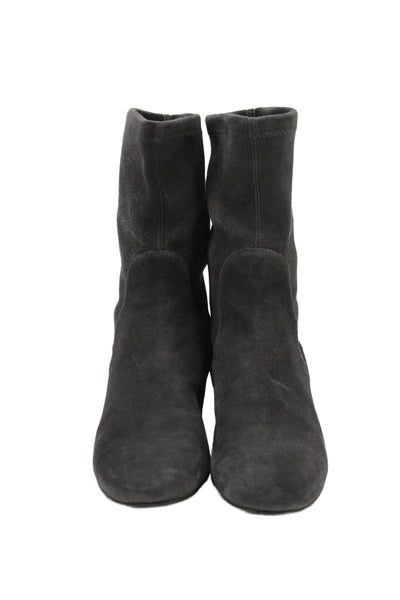 Stuart Weitzman Womens Suede Heeled Mid-Calf Boots Gray Size 9
