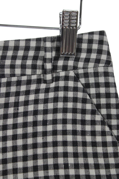 Band Of Outsiders Women Black Check Linen Button Shorts Size 1