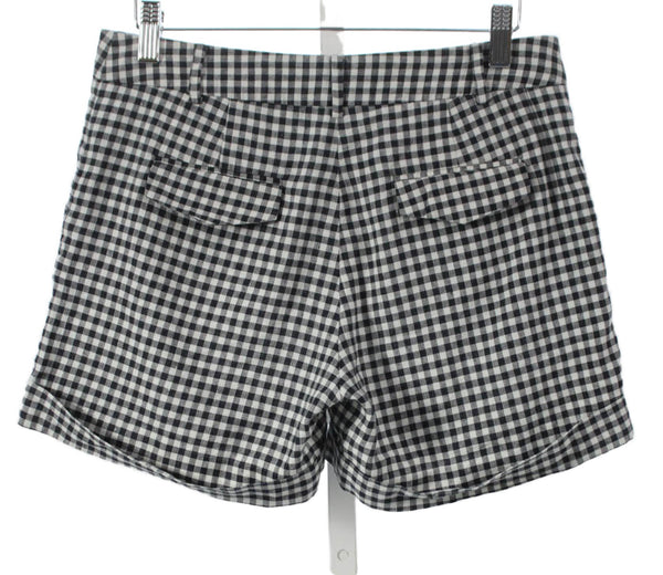 Band Of Outsiders Women Black Check Linen Button Shorts Size 1