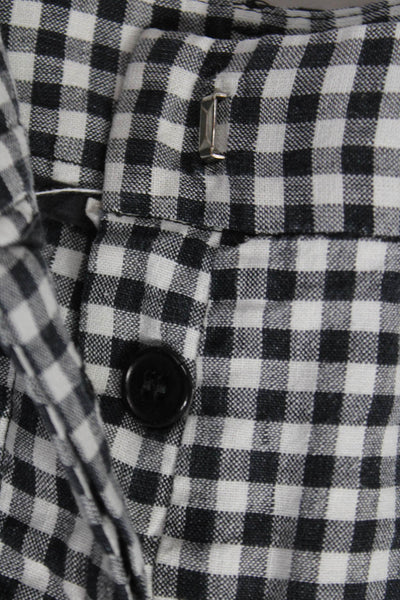 Band Of Outsiders Women Black Check Linen Button Shorts Size 1