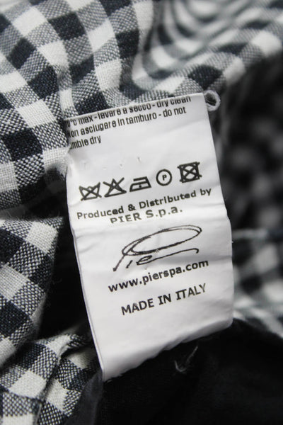 Band Of Outsiders Women Black Check Linen Button Shorts Size 1