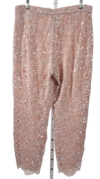 Marccain Women Dress Pants Pink Floral Polyamide Zip Inseam 28in Size 10