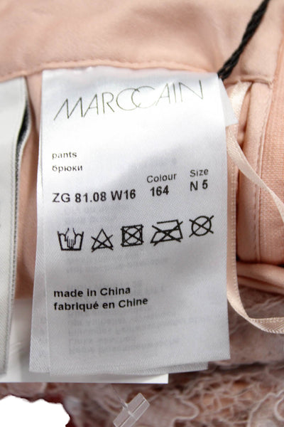 Marccain Women Dress Pants Pink Floral Polyamide Zip Inseam 28in Size 10