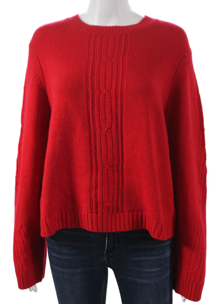 Kinross Cashmere Women Red Cashmere Crew Neck Pullover Size L