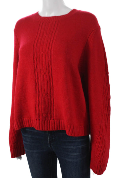 Kinross Cashmere Women Red Cashmere Crew Neck Pullover Size L