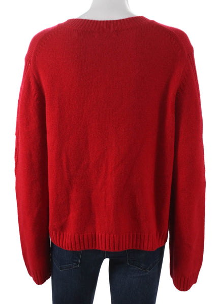 Kinross Cashmere Women Red Cashmere Crew Neck Pullover Size L