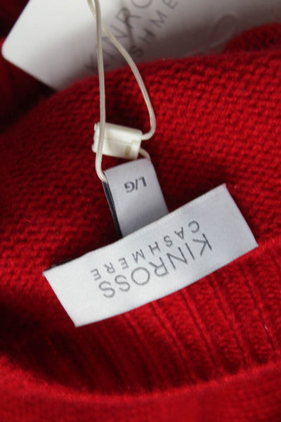 Kinross Cashmere Women Red Cashmere Crew Neck Pullover Size L