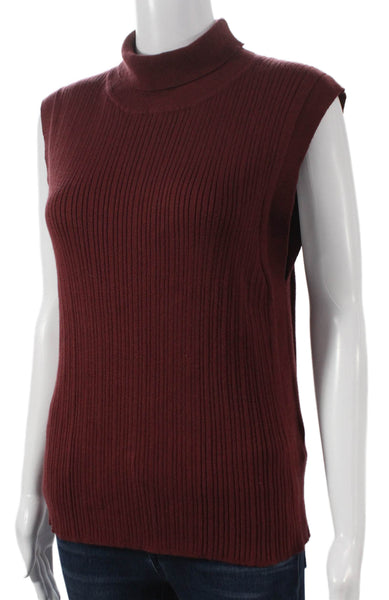 Varley Womens Striped Mock Neck Sleeveless Tank Viscose Red Size L