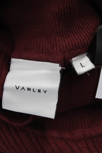 Varley Womens Striped Mock Neck Sleeveless Tank Viscose Red Size L