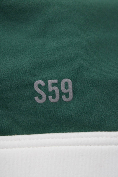 Splits59 Women Sports Bra Green Colorblock Square Neck Nylon Pullover Size L