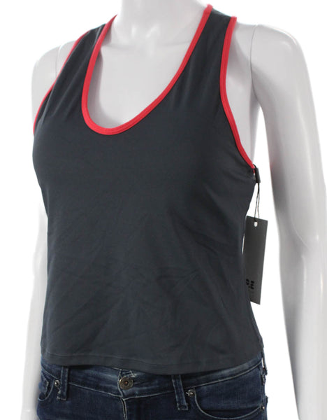P.E. Nation Womens Basic Sleeveless Scoop Neck Nylon Tank Top Gray Size L
