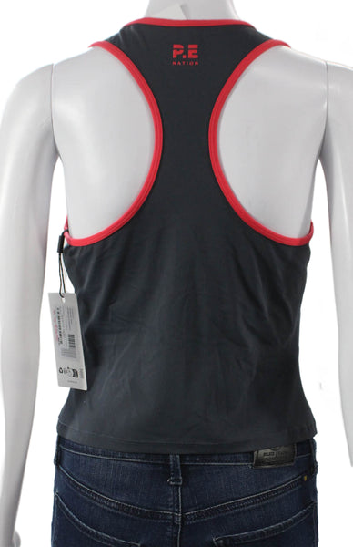 P.E. Nation Womens Basic Sleeveless Scoop Neck Nylon Tank Top Gray Size L