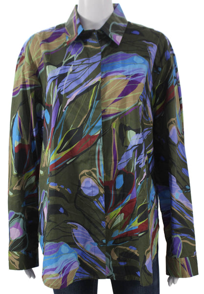 Hinson Wu Women Floral Button-Up Blouse Multicolor Long Sleeve Size 1