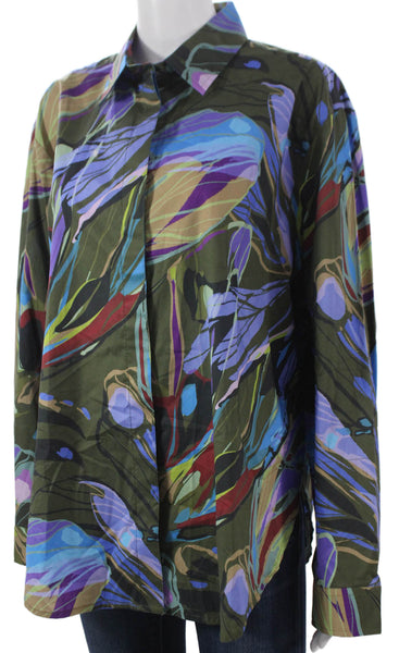 Hinson Wu Women Floral Button-Up Blouse Multicolor Long Sleeve Size 1