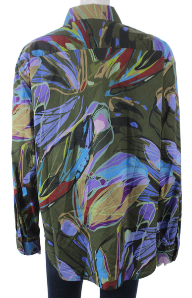 Hinson Wu Women Floral Button-Up Blouse Multicolor Long Sleeve Size 1
