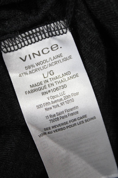 Vince Women Basic Wool Boat Neck Long Sleeve T-Shirt Gray Size L