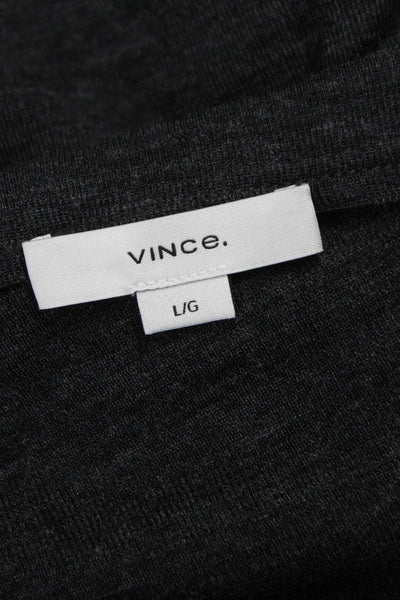 Vince Women Basic Wool Boat Neck Long Sleeve T-Shirt Gray Size L