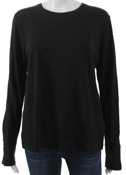 Anatomie Womens Black Basic Long Sleeve T-Shirt Round Neck Pima Cotton Size L