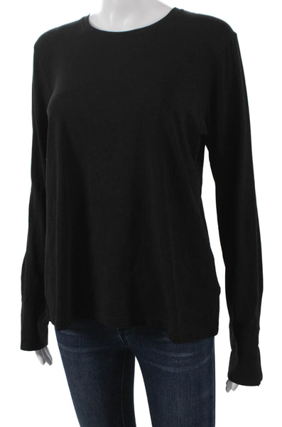 Anatomie Womens Black Basic Long Sleeve T-Shirt Round Neck Pima Cotton Size L