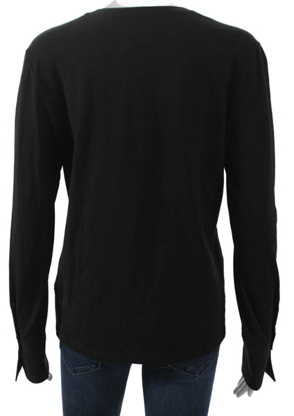 Anatomie Womens Black Basic Long Sleeve T-Shirt Round Neck Pima Cotton Size L