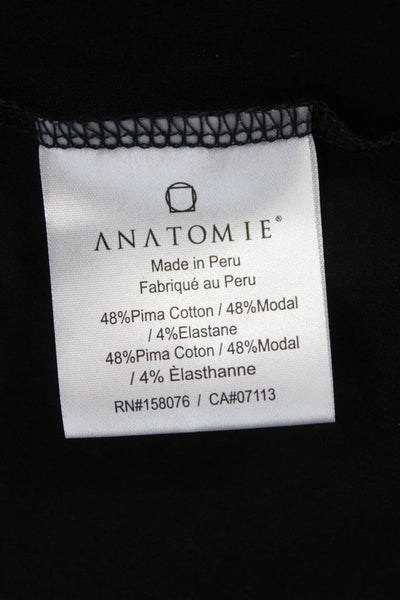 Anatomie Womens Black Basic Long Sleeve T-Shirt Round Neck Pima Cotton Size L