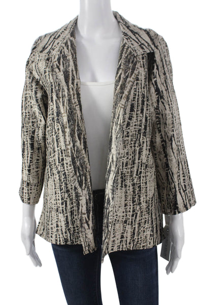 Caroline Rose Womens Black Cotton Abstract 3/4 Sleeve Basic Jacket Size M