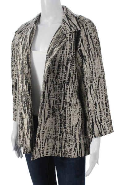 Caroline Rose Womens Black Cotton Abstract 3/4 Sleeve Basic Jacket Size M
