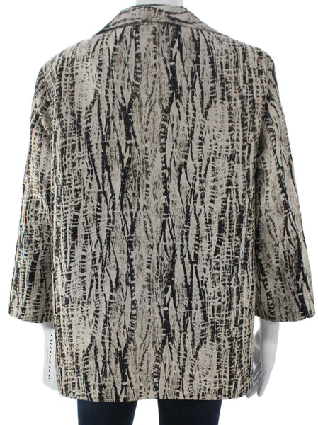 Caroline Rose Womens Black Cotton Abstract 3/4 Sleeve Basic Jacket Size M