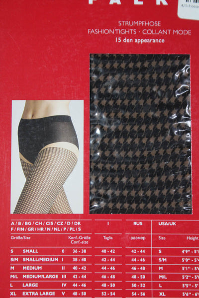 Falke Womens Houndstooth Fashion Stockings Tights Beige Size L