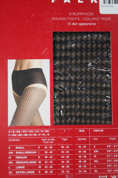 Falke Womens Houndstooth Fashion Stockings Tights Beige Size S
