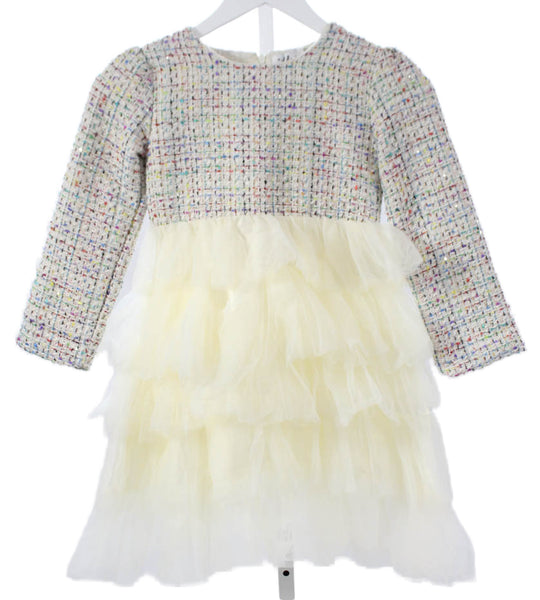 Lola + The Boys Childrens Girls Tweed Tiered A Line Dress White Size 8