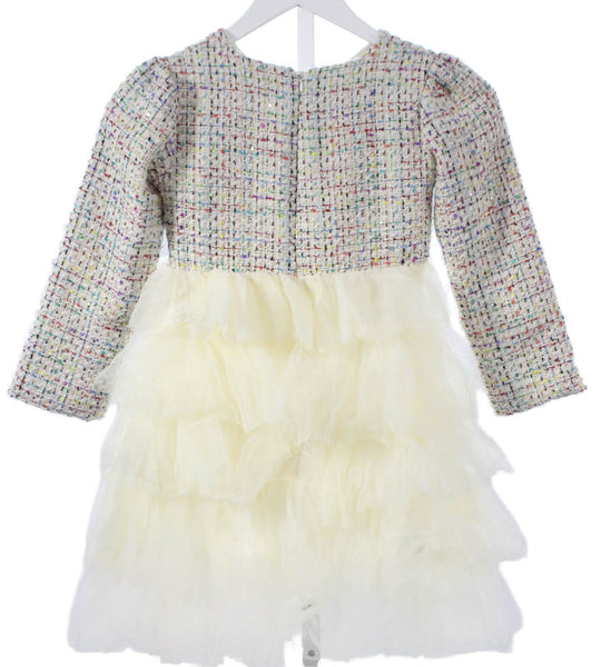 Lola + The Boys Childrens Girls Tweed Tiered A Line Dress White Size 8