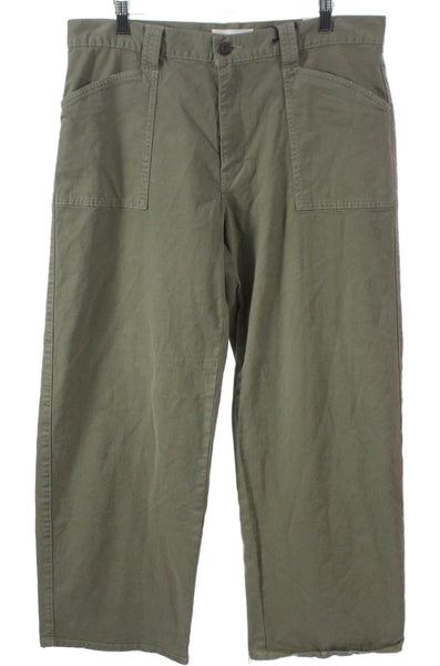 Moussy Women Cargo Pants Green Cotton Button Inseam 29 Size 30