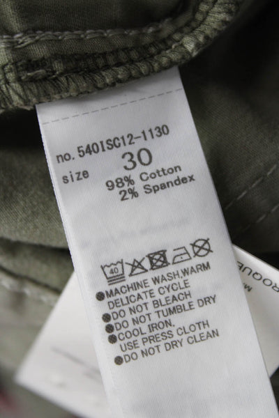 Moussy Women Cargo Pants Green Cotton Button Inseam 29 Size 30