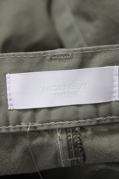 Moussy Women Cargo Pants Green Cotton Button Inseam 29 Size 30