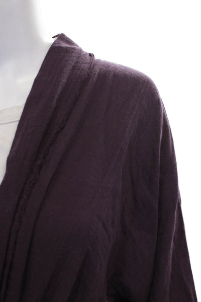 Johnny Was Women Kimono Purple Cotton Long Sleeve V Neck Tie Size M