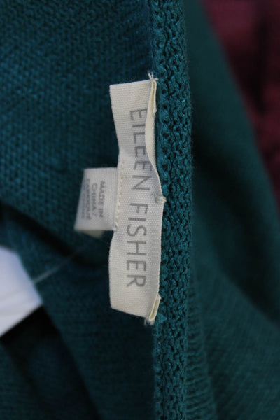 Eileen Fisher Womens Pullover Sweater Boat Neck Linen Green 3/4 Sleeve Size M