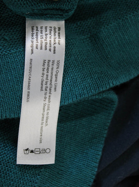 Eileen Fisher Womens Pullover Sweater Boat Neck Linen Green 3/4 Sleeve Size M