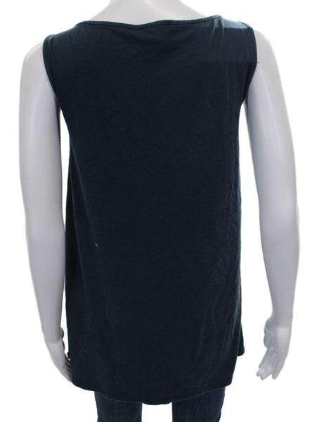 Eileen Fisher Women Tunic Tank Scoop Neck Sleeveless Blue Tencel Lyocell Size L
