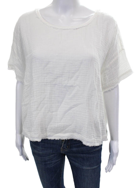 Eileen Fisher Women Basic Short Sleeve Cotton Round Neck T-Shirt White Size M