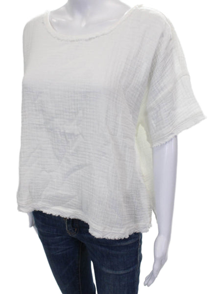 Eileen Fisher Women Basic Short Sleeve Cotton Round Neck T-Shirt White Size M