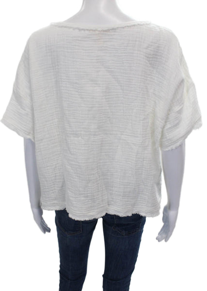 Eileen Fisher Women Basic Short Sleeve Cotton Round Neck T-Shirt White Size M