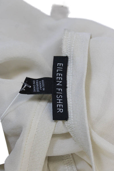 Eileen Fisher Womens Ivory Tunic Blouse 3/4 Sleeve Polyester Size M