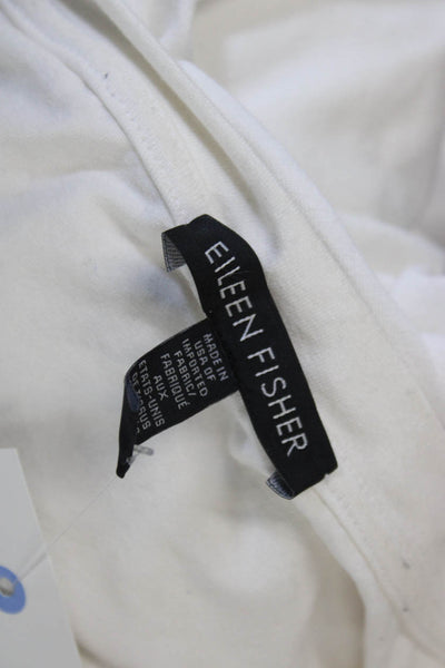 Eileen Fisher Women White Viscose Boat Neck 3/4 Sleeve Basic T-Shirt Size M