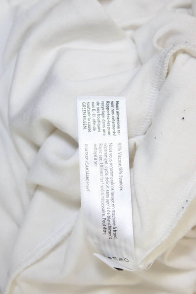 Eileen Fisher Women White Viscose Boat Neck 3/4 Sleeve Basic T-Shirt Size M