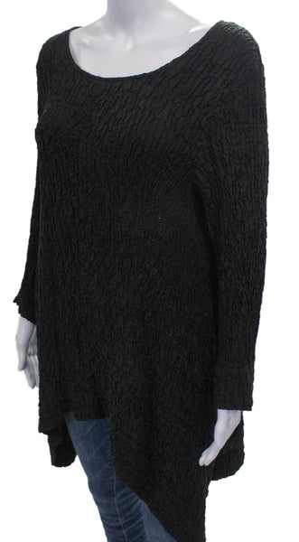 Grizas Womens Silk Tunic Blouse Black Scoop Neck Long Sleeve Size M