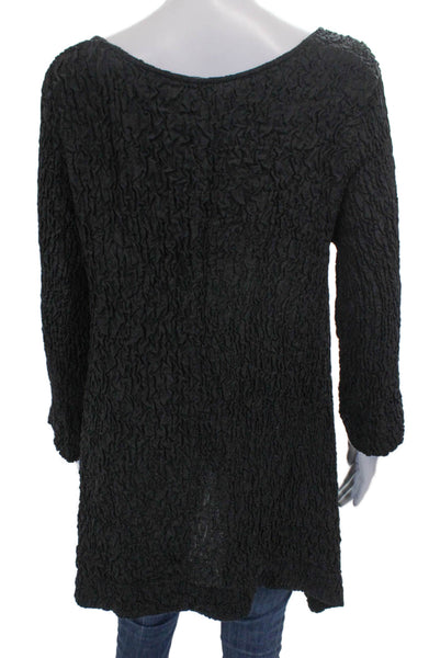 Grizas Womens Silk Tunic Blouse Black Scoop Neck Long Sleeve Size M