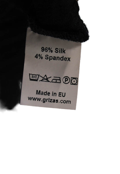 Grizas Womens Silk Tunic Blouse Black Scoop Neck Long Sleeve Size M