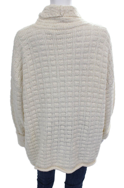 Eileen Fisher Women Ivory Organic Cotton Turtleneck Pullover Long Sleeve Size L