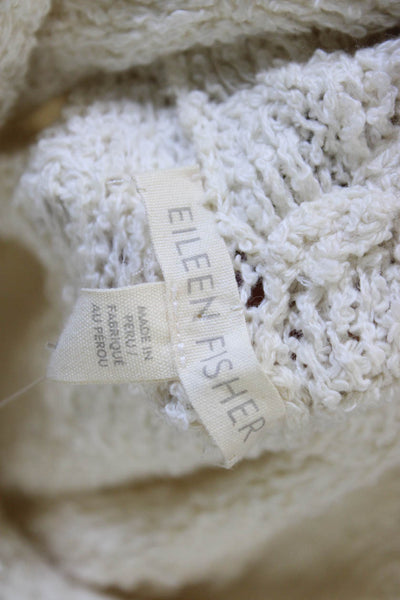 Eileen Fisher Women Ivory Organic Cotton Turtleneck Pullover Long Sleeve Size L